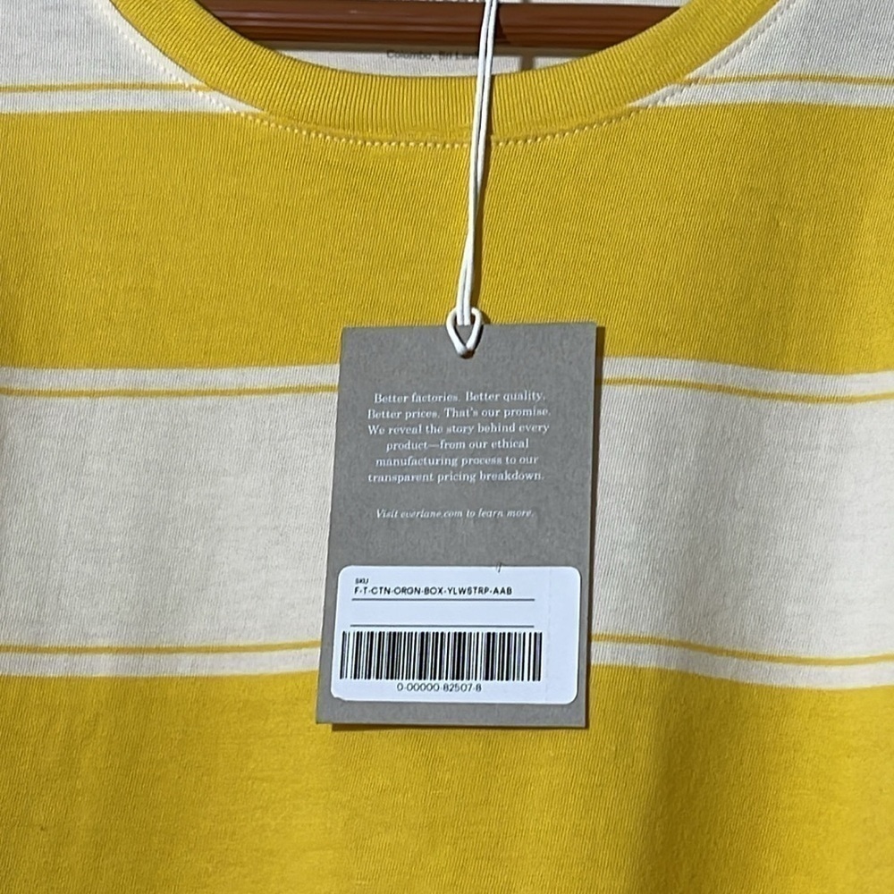 Everlane Organic Cotton Box-Cut Tee Yellow Stripe Sz. XXXL - Picture 7 of 11